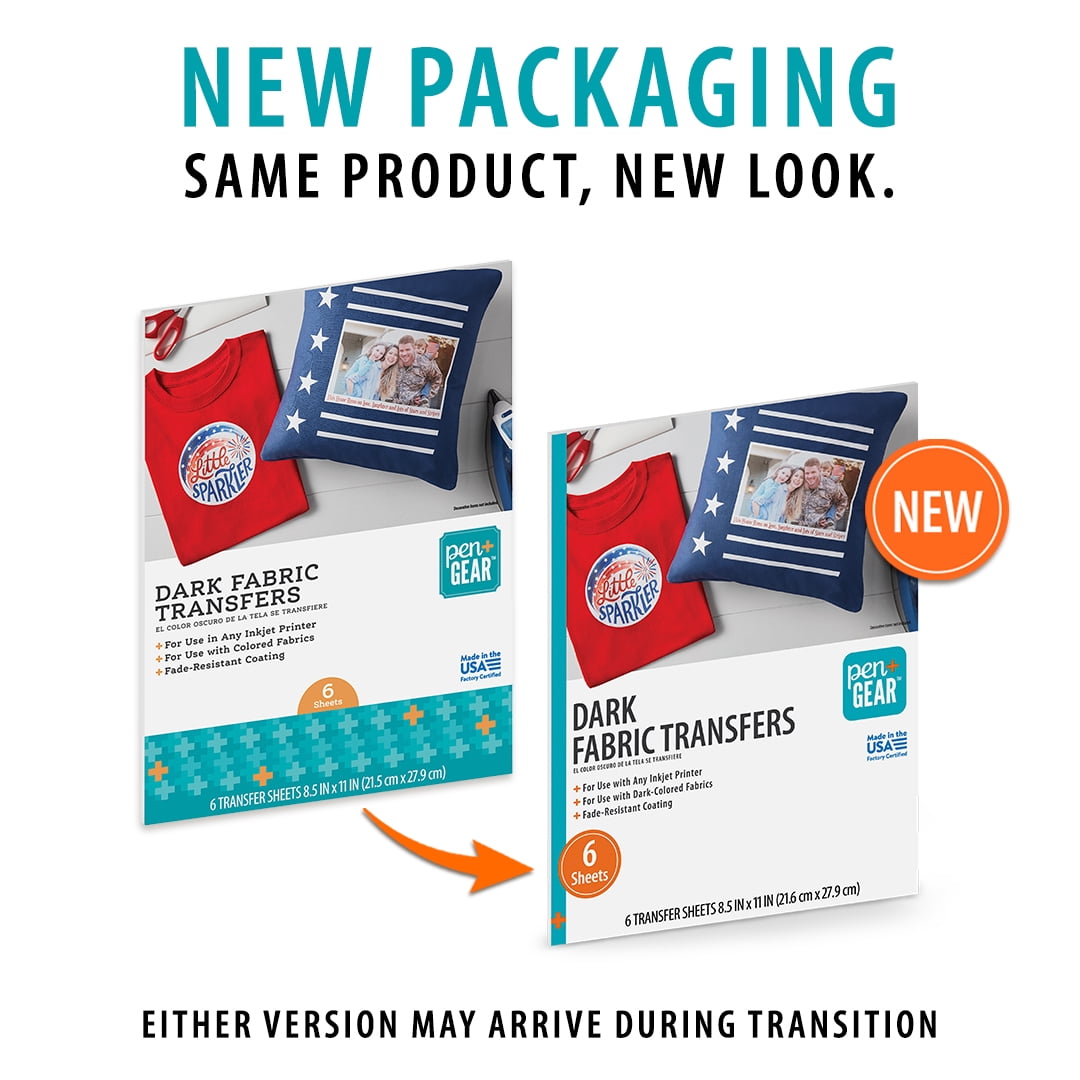 (3 pack) Pen+Gear Dark Fabric Transfer Paper, Inkjet Printable, 8.5" x 11", 72 Sheets