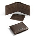 thumbnail image 2 of Wrangler Men's Bifold Wallet with Removable, Independent Card Slot ID Window, Genuine Leather, RFID Blocking, Gift Box Packaging, Father's Day Gifts for Dad, Brown, 2 of 6