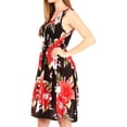 thumbnail image 3 of Sakkas Murni Women's Casual Summer Cocktail Elastic Stretchy Floral Print Dress - B-Red - One Size, 3 of 5