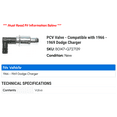 thumbnail image 2 of PCV Valve - Compatible with 1966 - 1969 Dodge Charger 1967 1968, 2 of 2