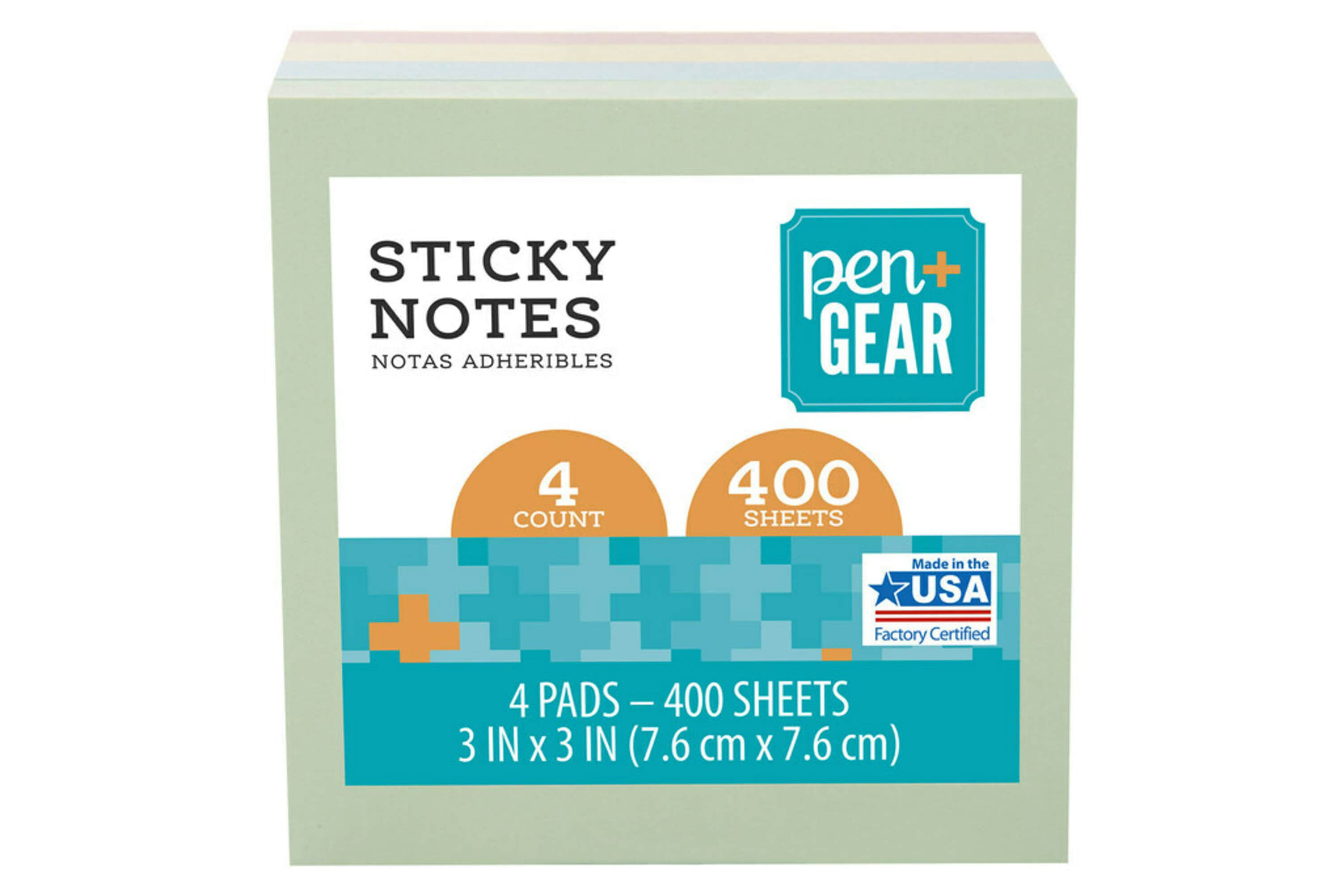 Pen+Gear Sticky Notes, 3" x 3", Assorted Pastel, 100 Sheets, 4 Pads