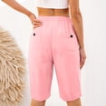 thumbnail image 5 of Linen Capris for Women Summer Casual High Waisted Crop Pants with Pockets Wed Leg Lounge Trousers Boho Beach Clothes Pink M, 5 of 5