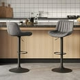thumbnail image 6 of Volans Bar Stools Set of 2, Mid Century Modern Faux Leather Swivel Adjustable Height Bar Stool, Counter Height Pub Bar Chair with Back, Black Powder Coated Base, Gray, 6 of 7