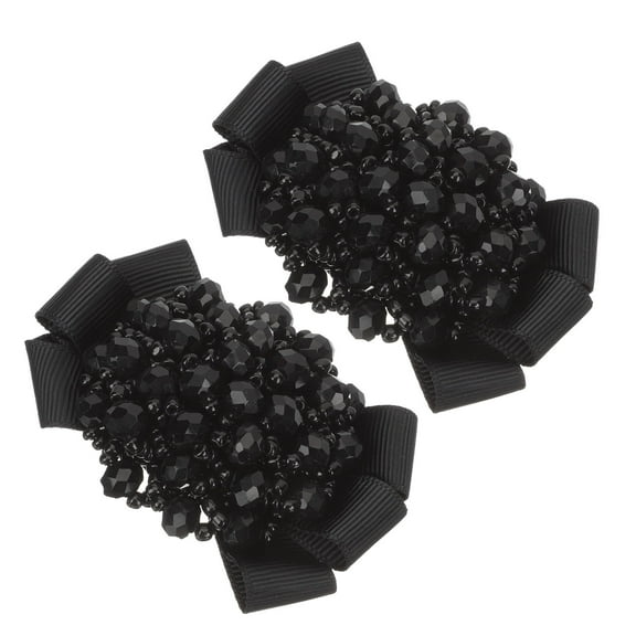 MERRYHAPY Black Crystal Shoe Clips for High Heels Flats Boots with Elegant Bow Design Accessories