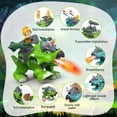 thumbnail image 3 of > 3-in-1 Walking Triceratops Dinosaur Toy for Boys 3-8, Electric Robot Dino with Realistic Mist Spray & Colorful LED Glowing Horns, Interactive Battle Dinosaur with Action Figure & Missile Launchers,, 3 of 5
