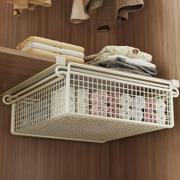 COOLHOOD Hanging Pullout Drawer Metal Clothing Pull Out Basket Cabinet Organizing Bin Under Shelf Storage Basket Storage