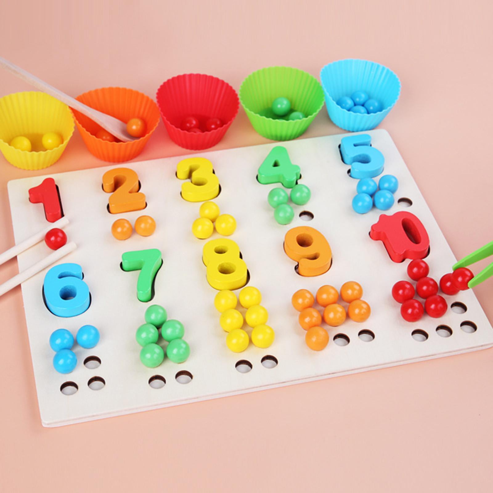 LeeQinersw Brightcolor Wooden Board Beads Game Number Puzzle Montessori Preschool Education