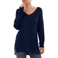 thumbnail image 1 of T-shirt à Manches Longues à Col en V pour Femmes, à Manches Longues, à Manches Longues, 1 of 4