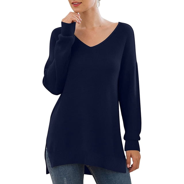 T-shirt à Manches Longues à Col en V pour Femmes, à Manches Longues, à Manches Longues