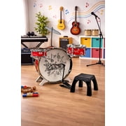 Ready Ace 7-Piece Kiddy Jazz Toy Drum Set for Kids Ages 4 and up with Stool