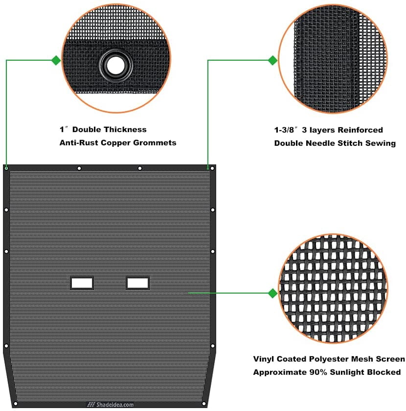 Shadeidea Jeep Wrangler Sunshade JL (2018-Current) 2 Door Sun Shade Front and Rear - Black Mesh Screen Top Cover UV Blocker with Grab Bag - 10 Years Warranty