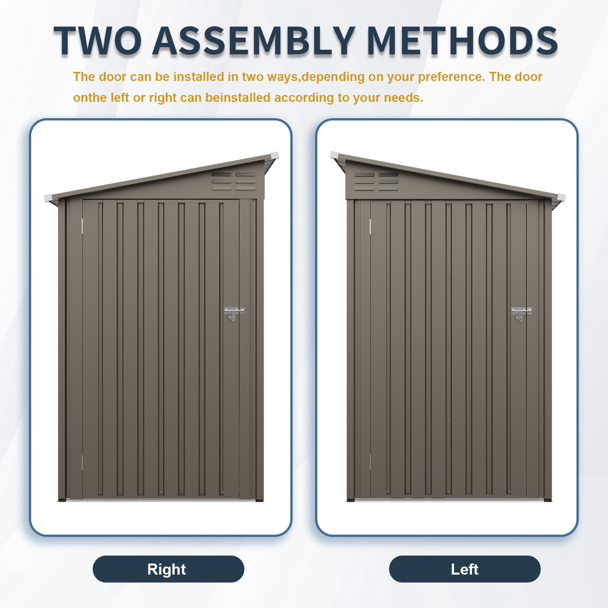 Leumius 4x9FT Olive Grey Outdoor Metal Storage Shed, Galvanized Thick Frame Color Steel Tool House with Light-transmitting Window for Backyard, Patio, Lawn