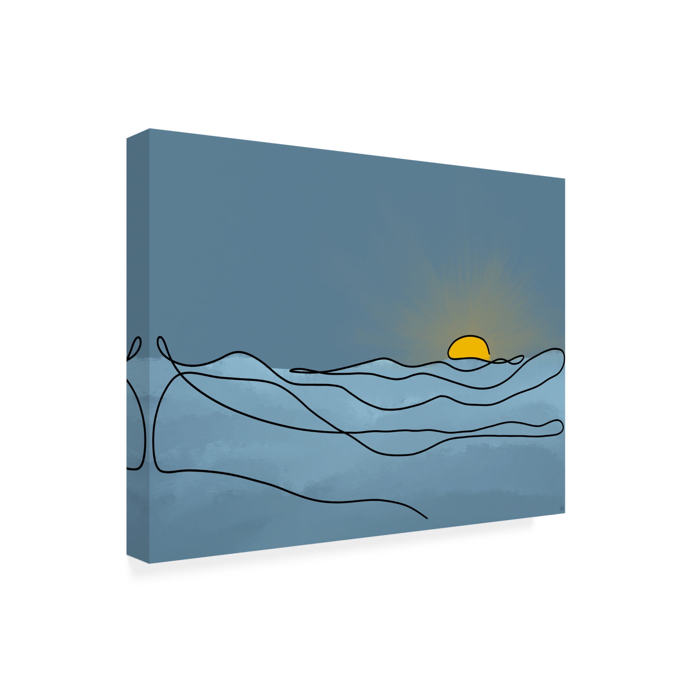Canvas Wall Art - Line and Brush 'Line Sunset Landscape' Wall Art for Living Room, Bedroom, or Office Décor by Trademark Fine Art - 24 x 18 Inches