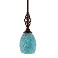 thumbnail image 1 of Elegante Mini Pendant With Hang Straight Swivel Shown In Dark Granite Finish With 5 Turquoise Fusion Glass, 1 of 1