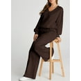thumbnail image 5 of DOKOTOO Sweatsuits for Women 2 Piece Outfits Oversized Casual V Neck Sweatshirt with Wide Leg Sweatpants Tracksuit Jogger Set, 5 of 8