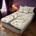 thumbnail image 3 of Homewish Tree of Life Flower Zipper Twin Comforter Sets with Fitted Sheet and 2 Pillowcases, Botanical Animal Theme Zipper Bedding Set, Black Reversible, 3 of 7