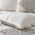 thumbnail image 4 of 4-Piece Black/Ivory Comforter Set - Full/Queen Printed Bedding Set with Chenille Trim & Throw Pillow, 4 of 11