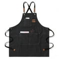 thumbnail image 2 of Lienzo delantal espesado trabajo delantales desgaste delantales cubiertas cómodas ropa de trabajo cubierta accesorio accesorio para las tareas domésticas con bolsillos negros Yuarrent HA011664-01, 2 of 6