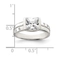 thumbnail image 2 of 925 Sterling Silver Square Cubic Zirconia Ring Size 6 Ring for Women, 2 of 2