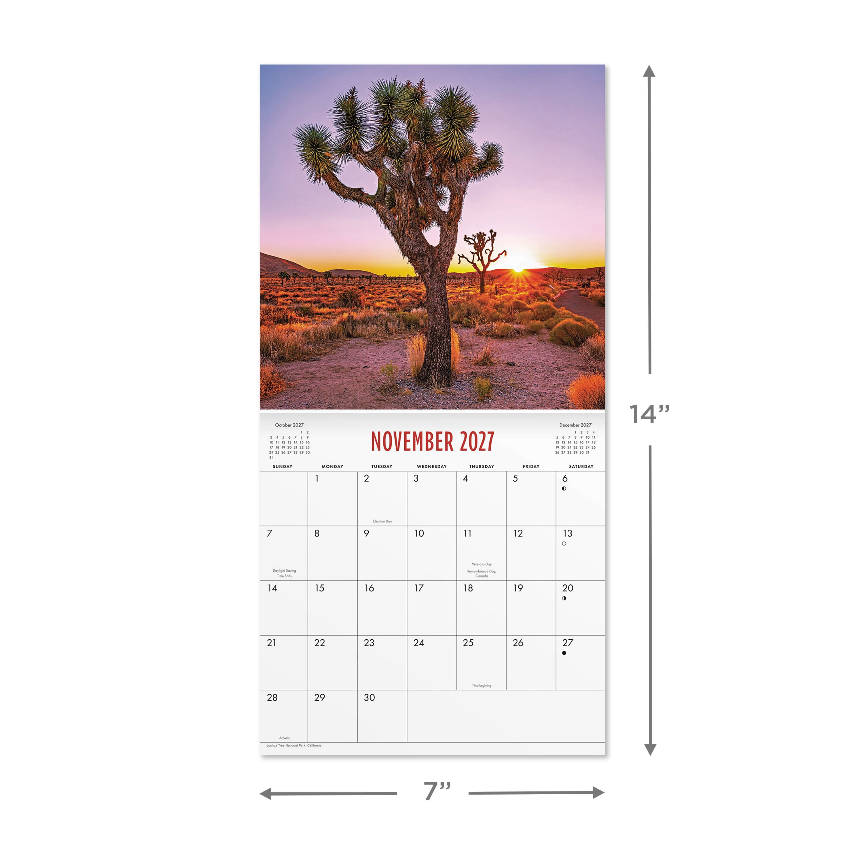 2027 National Parks Mini Hanging Wall Calendar 7x7 January-December Gridded