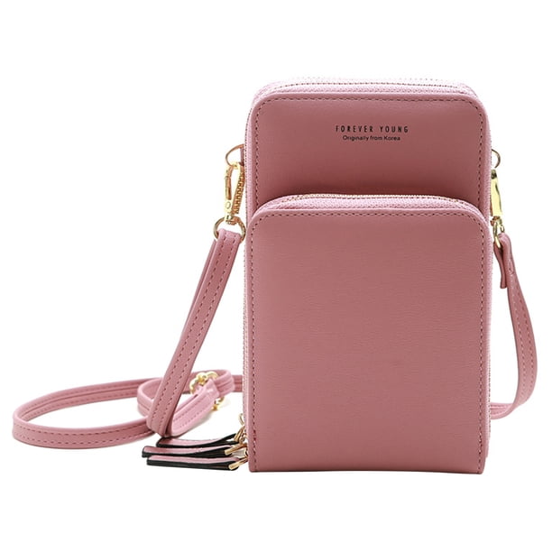 Bolso bandolera mini para mujer con correa ajustable y diseño liso con cremallera