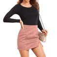 thumbnail image 2 of Womens High Waist Suede Fall Skirts Side Split Bodycon Short Zipper A Line Corduroy Mini Skirt - Women Fall Winter Plain Faux Suede Skirt - Casual Skirts Trendy Womens Skirts 2026 Pink XL, 2 of 6