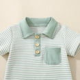 thumbnail image 5 of Sopiago Baby Boys Summer Wallfe Romper Striped Jumpsuit Toddler Boy Bodysuit Short Sleeve Onesies Boy Playsuit (Green,0-6 Months), 5 of 7
