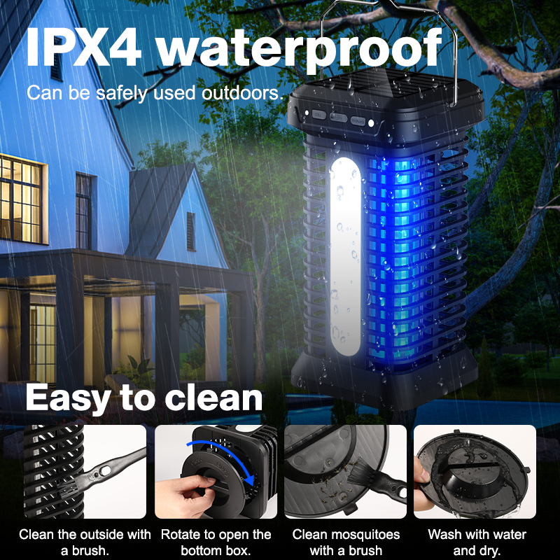 4200V Powerful Grid Electric Bug Zapper with Switch, 20W Extra Brightness IPX4 Waterproof Trap