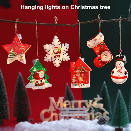 

WindC Christmas Pendant Light Snowflake Festive Portable Snowman Novelty LED Hanging Lamp for Xmas