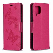 Dteck Case For Samsung Galaxy A12 6.5-inch Premium PU Leather Flip Wallet Case Embossed Full Body Protection Flip Stand Card Holder Magnetic Cover , red