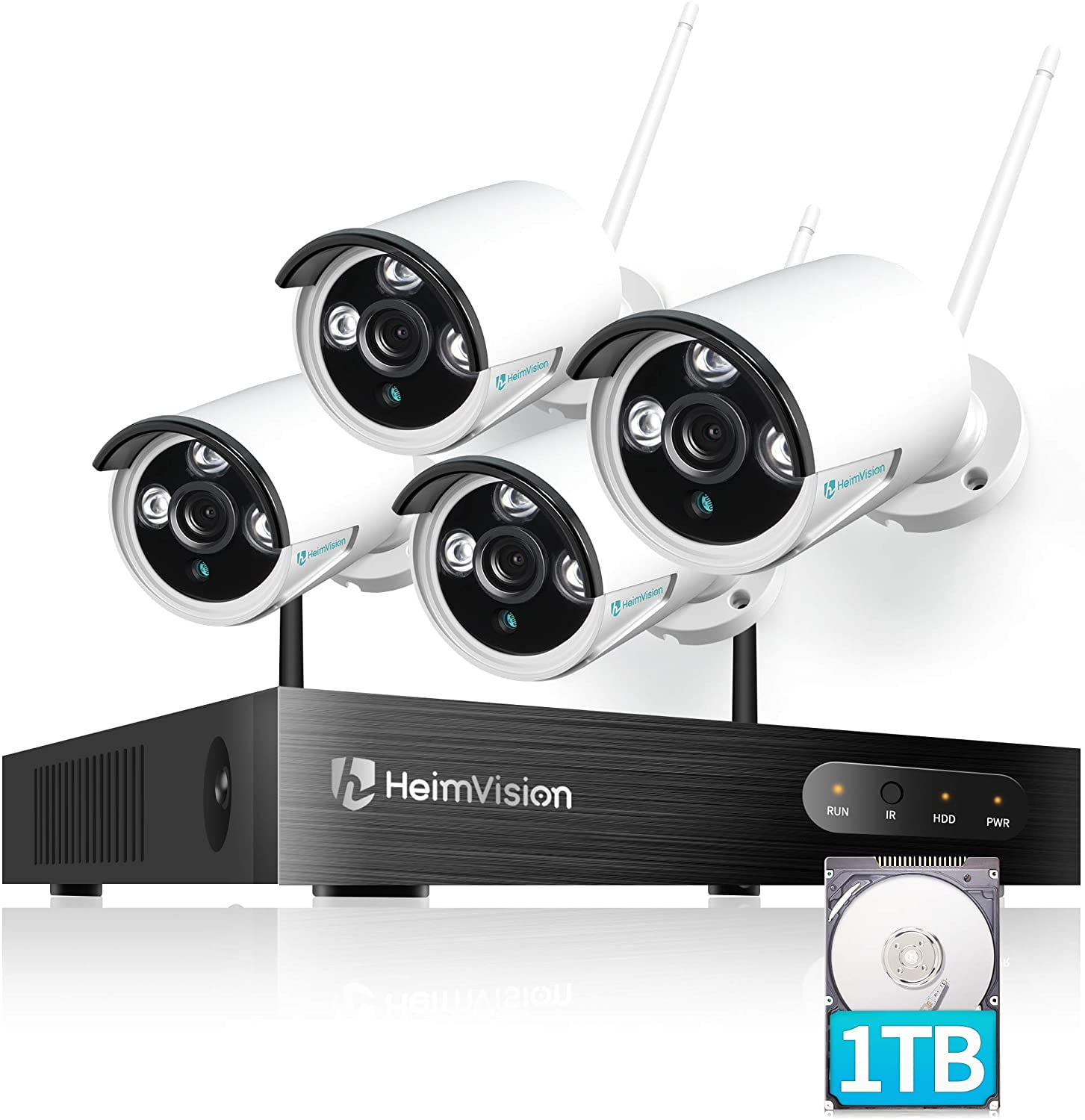 HeimVision HM341 3MP Security Camera System with 15.6 Inch IPS Monitor, 8CH 2K NVR 4Pcs Outdoor