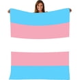 thumbnail image 6 of Blanket Transgender Pride Flag LGBT Fleece Blanket Foldrable Throw Blanket Washable Couch Sofa Fuzzy Blanket Reversible Plush Blanket Beach Blanket for Home Office, 6 of 6