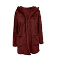 thumbnail image 4 of BONIXOOM Fall Cardigan Open Front Cardigan Women Long Sleeve Buckle Solid Vacation Hoodie Wine XL, 4 of 5