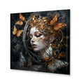 thumbnail image 2 of Designart "Woman Adorned with Golden Butterflies I" Woman Butterfly Metal Wall Art Prints, 2 of 5