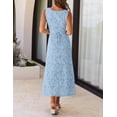 thumbnail image 3 of Merokeety Womens Summer Dresses Floral Boat Neck Tie Waist Bodycon Formal Dress Blue m, 3 of 5