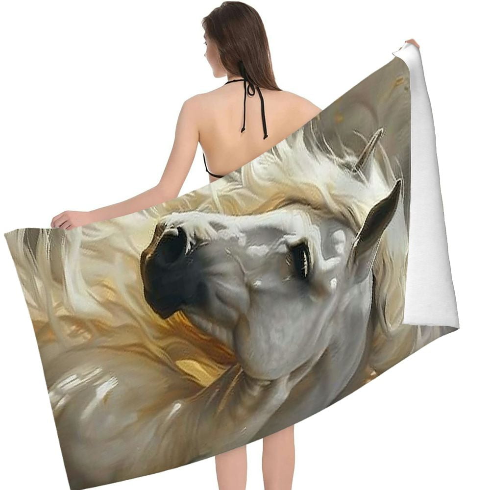 PHYHOO Beach Towel Horse Theme Pattern Bath Towel Microfiber Towel Sand-Free Beach Towel Quick Dry Pool Towel Ultra Absorbent Towel Lightweight Shower Towel for Bathroom Outdoor Swimming 30x60in