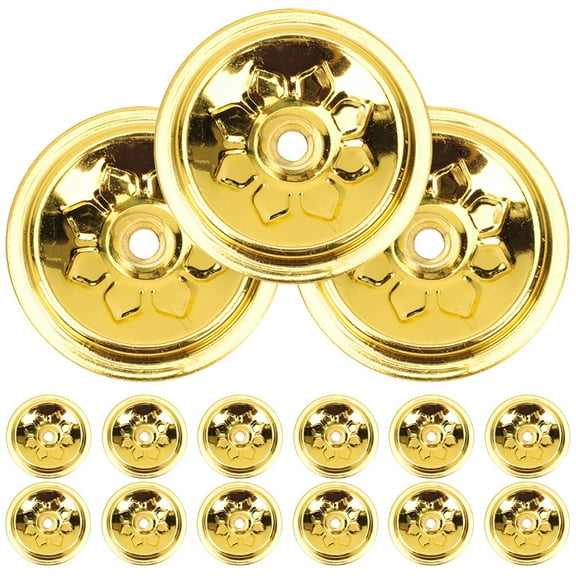 Buddhist Oil Lamp Wick Holder with Metal Floating Disc for Decoration Golden 15pcs