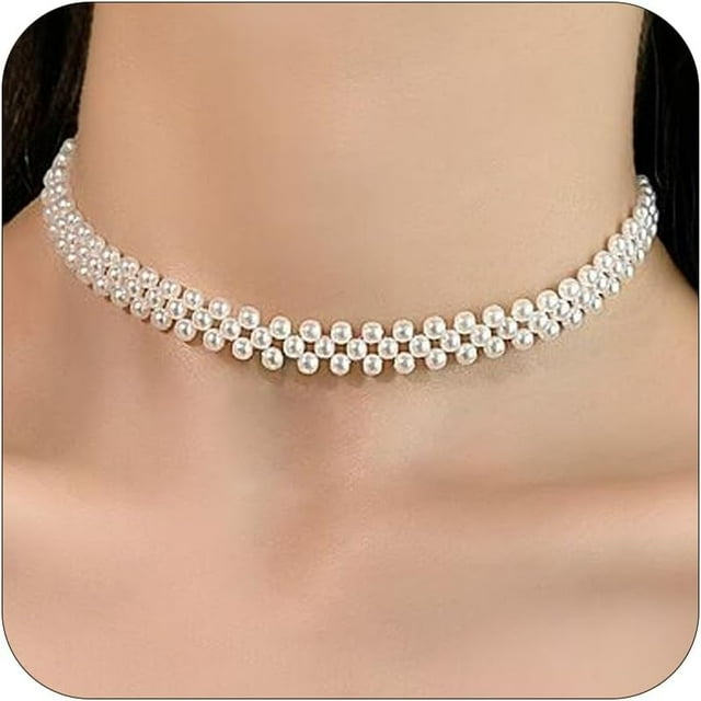 Colliers pour Femmes Collier de Perles pour Femmes Collier à Breloques Collier Ras-du-Cou de Perles Collier Perlé Bijoux de Mariage et de Bal Cadeaux Tendance pour Femmes