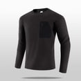 thumbnail image 4 of Men's High Elastic Long Sleeve Fitness Top with Zipper Pockets - Solid Color Running Warmth, 4 of 9