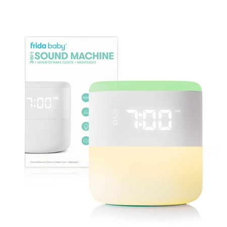 Frida Baby 3-in-1 Bluetooth White Noise Sound Machine, Gentle Sunrise Sleep Trainer Nightlight, and Alarm Clock for Nursery or Kid's Bedroom