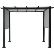 Hanover Outdoor Metal Pergola Outdoor Patio Shade Backyard Shade Tent BBQ Grill Gazebo with Adjustable Grey Canopy 8 x 10 Ft.