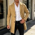 thumbnail image 4 of FRSASU Men's Trench Coat Slim Fit Single Breasted Long Windbreaker Jacket Classic Lapel Casual Overcoat with Side Pockets Khaki, 4 of 9