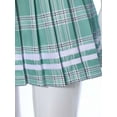 thumbnail image 4 of Miutii Kids Girls Skirt Set Japanese Sailor School Uniform Outfit Short Sleeve T-Shirt with Plaid Pleated Mini Skirts Green 7-8, 4 of 5