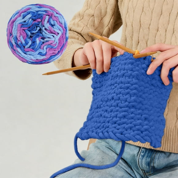 Fil de Laine au Lait - Teinture à Nouer - Fil de Laine Épais pour Tricot et Crochet - Fil de Coton Doux - Fil de Loisirs Créatifs, Bleu, JKODE