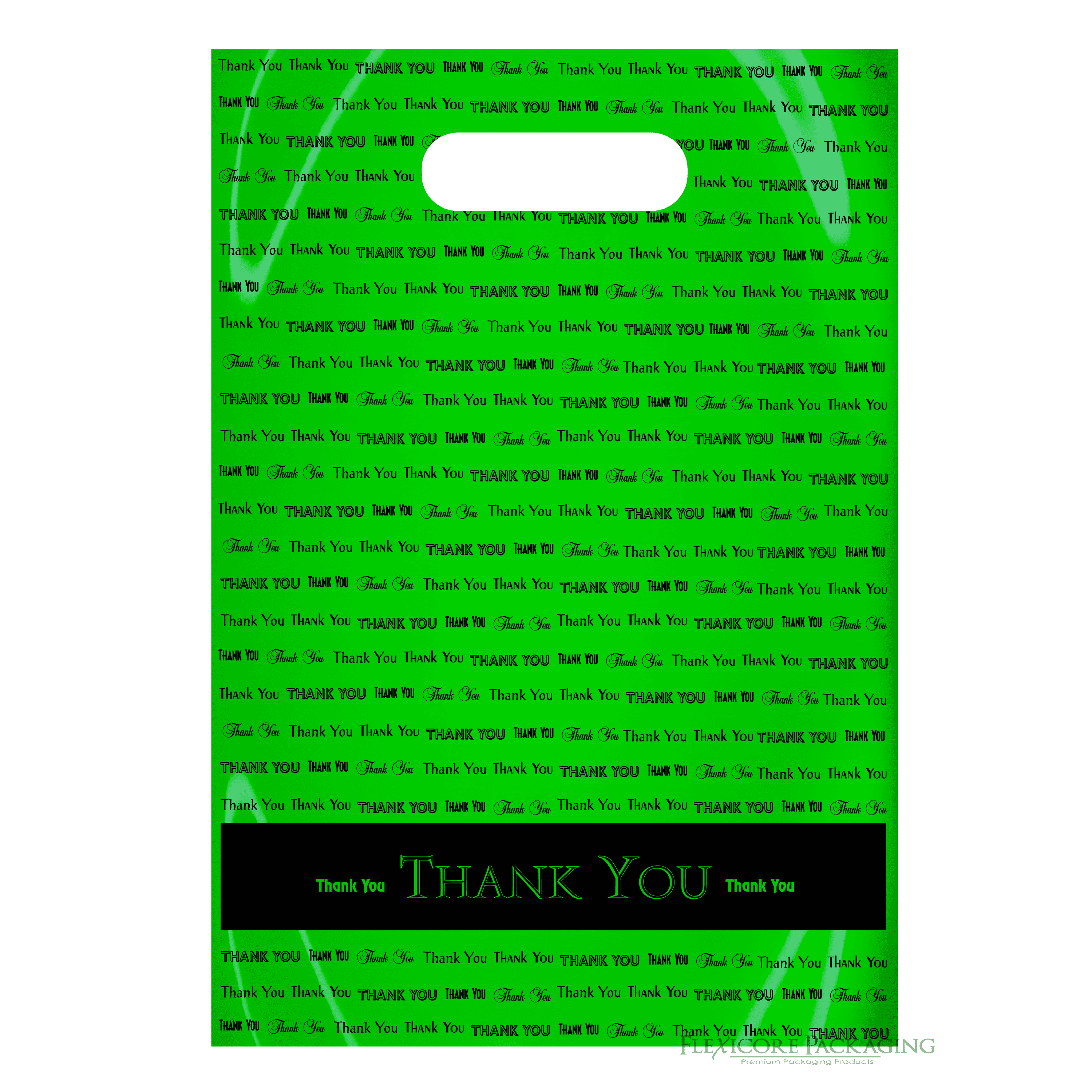 Lime Green Thank You Bags with handles, 9"x12", 50ct