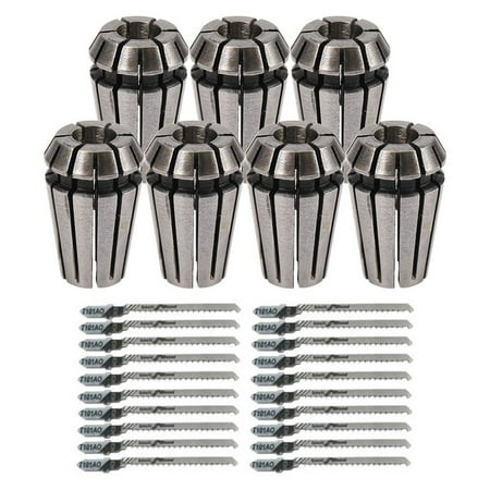

7Pcs 1-7mm ER11 Collet Chuck Tool Bits Holder Spring Collet with 20Pcs Blade T101AO T- Multi Jig Saw Blades