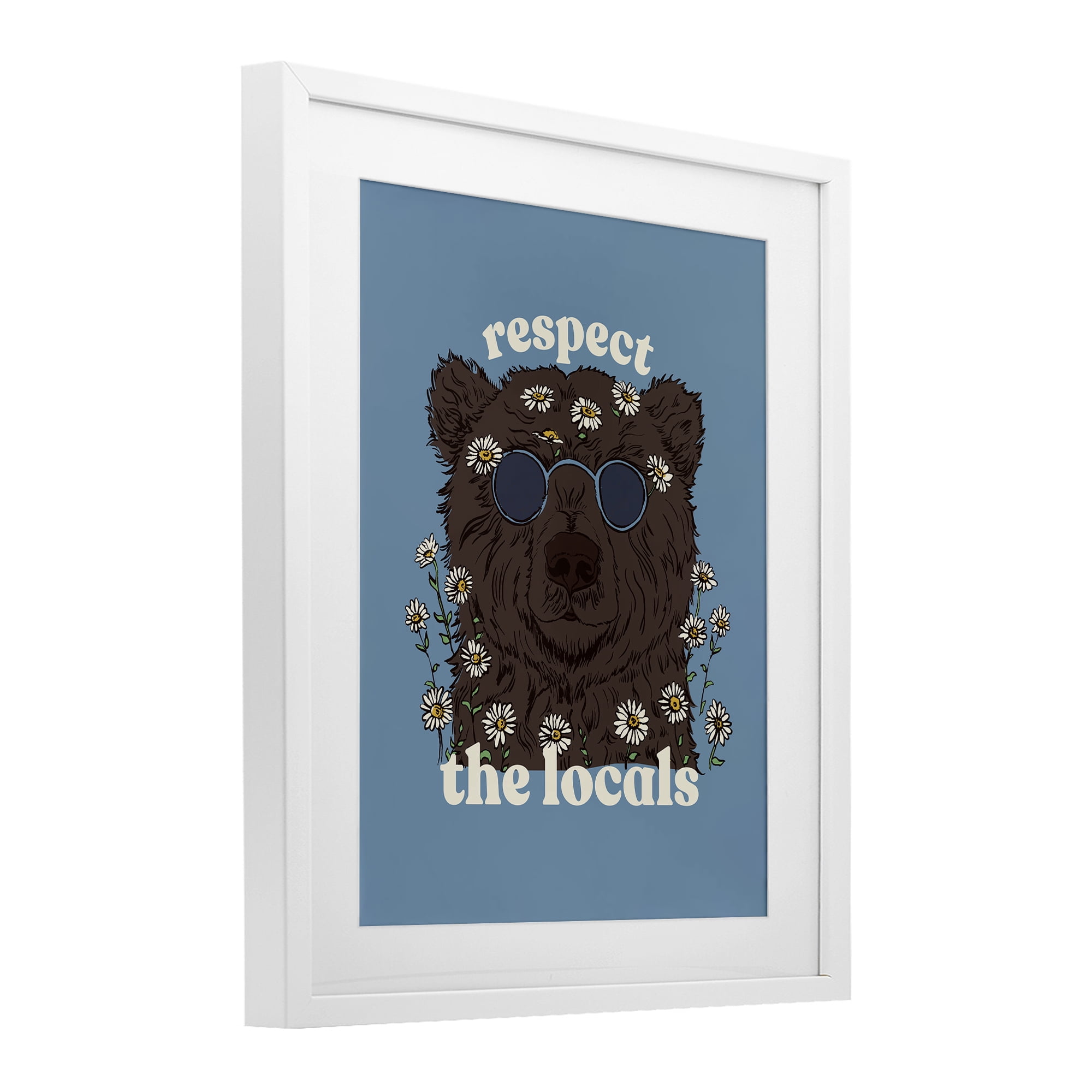Stupell Industries Respect The Locals Bear White Framed Print Under Glass, design by Two If By Sea Studios