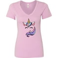 thumbnail image 3 of Inktastic Cute Colorful Galaxy Unicorn Women's V-Neck T-Shirt, 3 of 5