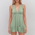thumbnail image 2 of Vestido de verano sin mangas con cuello en V y corte en A para mujer: fluido, informal, tejido de lino - S-XL, 2 of 4