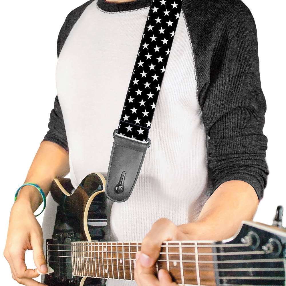 Buckle-Down Guitar Strap, Mini Stars Black White, 2 Inches Wide